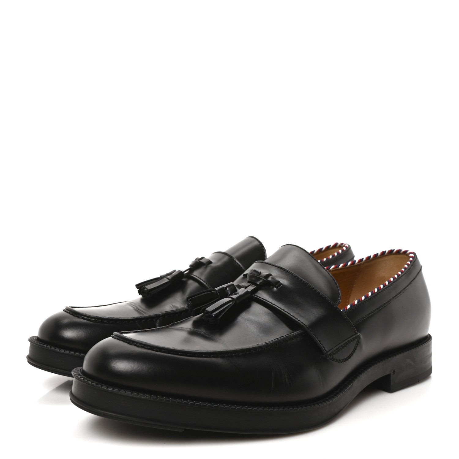 Gucci Calfskin Sylvie Web Tassel Mens Loafers 9 Black 4 of 9