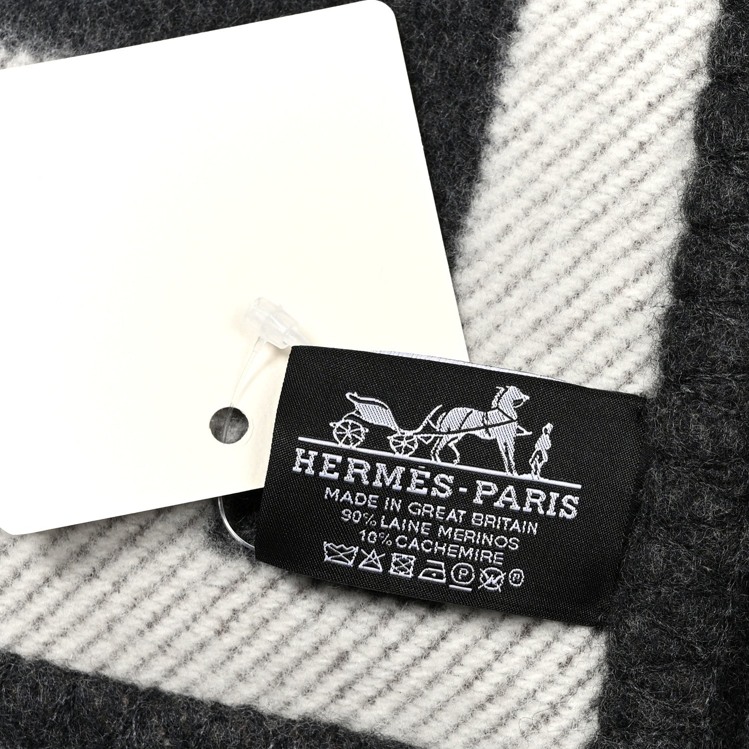 Hermes Wool Cashmere Avalon Blanket Ecru Gris Fonce 3 of 3