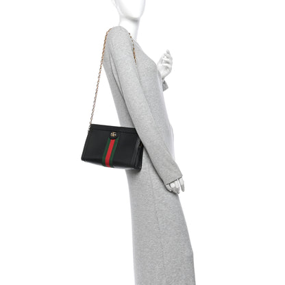 Gucci Calfskin GG Web Small Ophidia Chain Shoulder Bag Black 2 of 10
