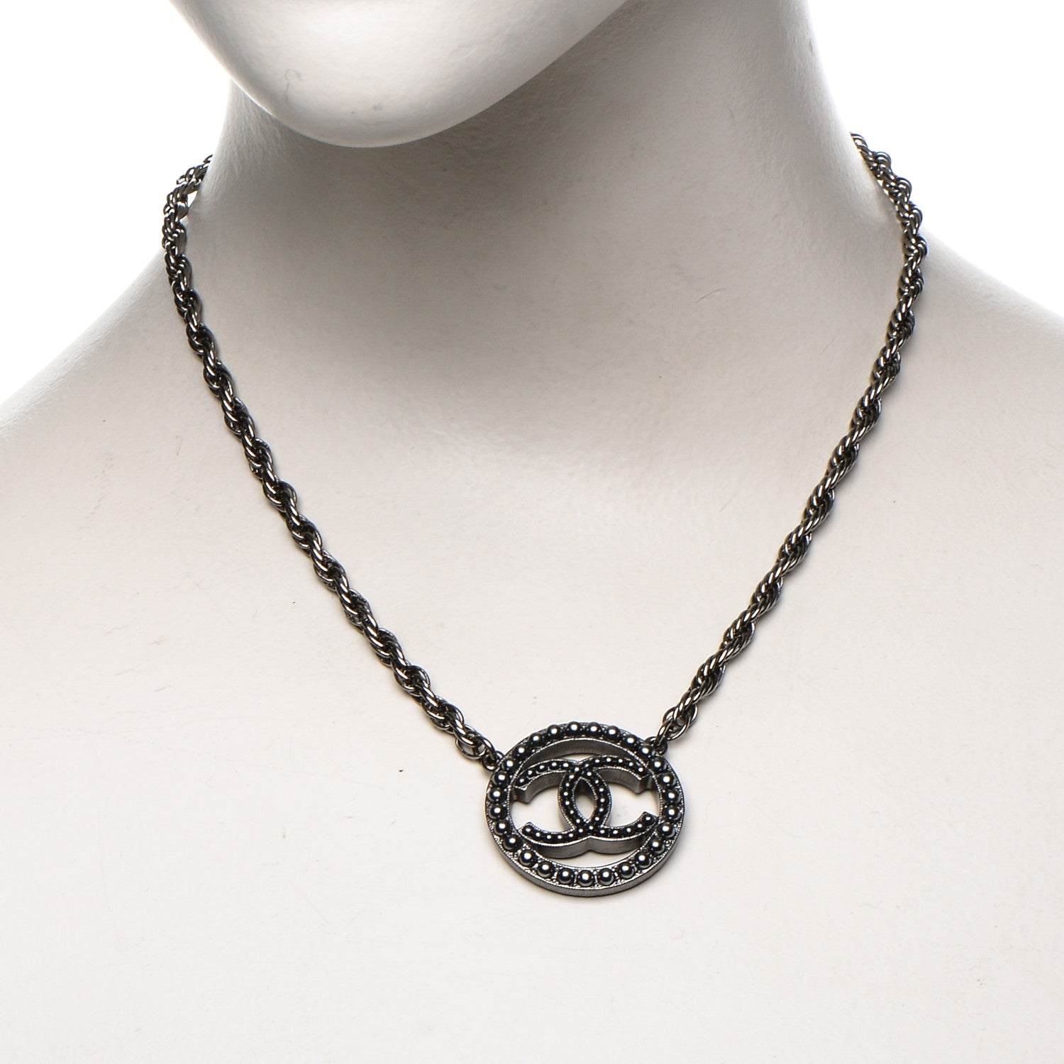 Chanel Ruthenium Pearl CC Short Necklace Dark Grey 2 of 5