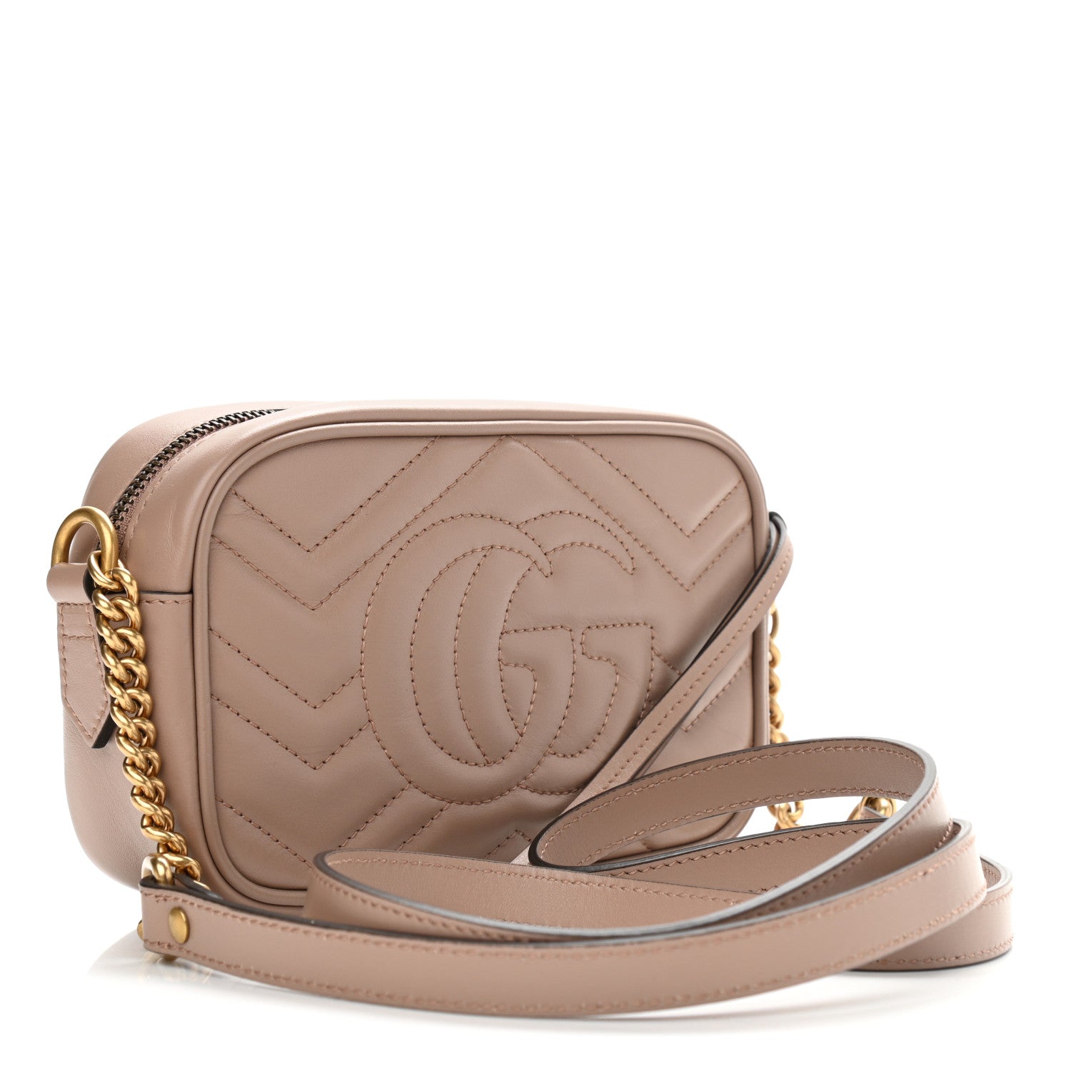 Gucci Calfskin Matelasse Mini GG Marmont Chain Shoulder Bag Porcelain Rose 3 of 10