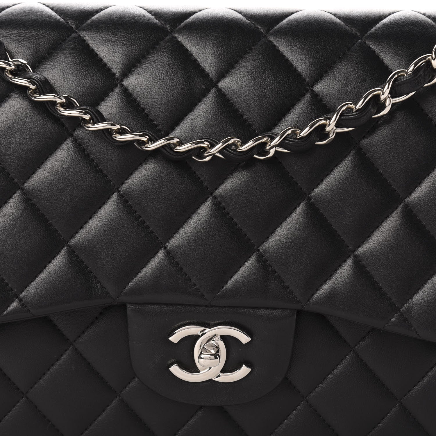 Chanel Lambskin Quilted Jumbo Double Flap Black 15 of 16