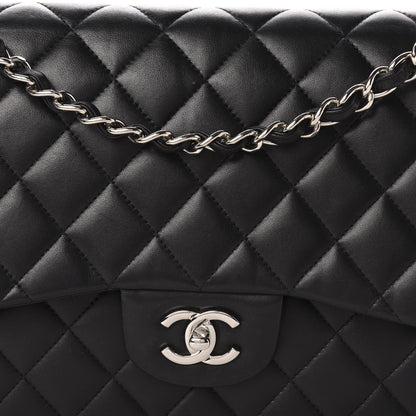 Chanel Lambskin Quilted Jumbo Double Flap Black 15 of 16
