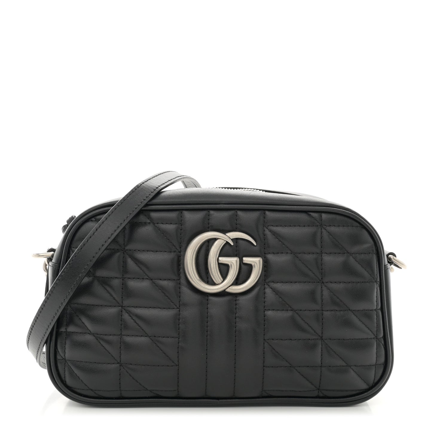 Calfskin Matelasse Aria Small GG Marmont Chain Shoulder Bag Black