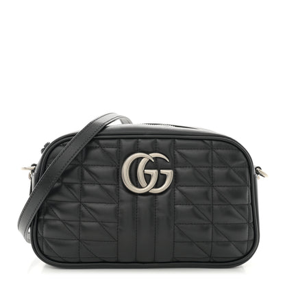 Gucci Calfskin Matelasse Aria Small GG Marmont Chain Shoulder Bag Black 1 of 11