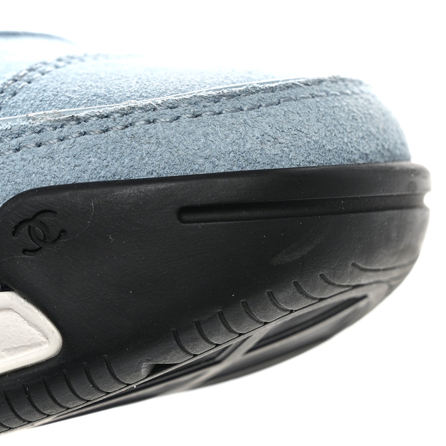 Chanel Suede Calfskin Nylon Grosgrain CC Sneakers 38.5 Light Blue 9 of 10