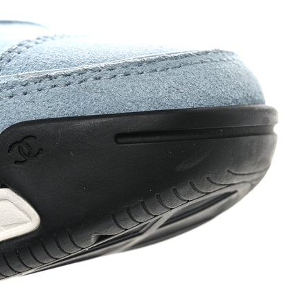 Chanel Suede Calfskin Nylon Grosgrain CC Sneakers 38.5 Light Blue 9 of 10