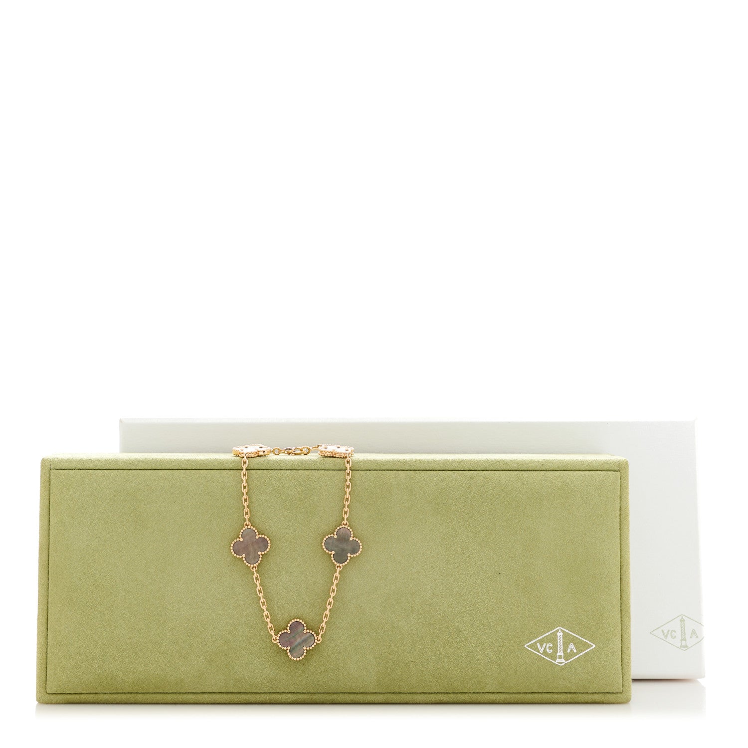Van Cleef & Arpels 18K Rose Gold Gray Mother of Pearl 5 Motifs Vintage Alhambra Bracelet 5 of 5