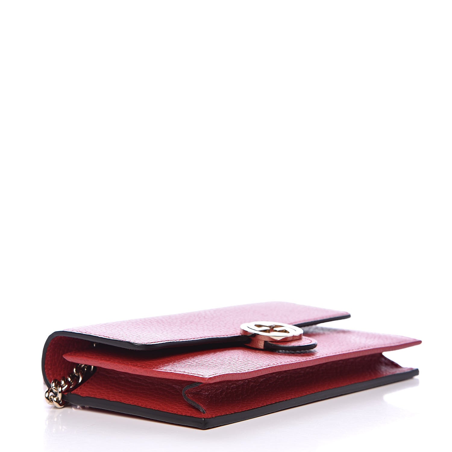 Gucci Dollar Calfskin Interlocking G Chain Wallet Red 4 of 10