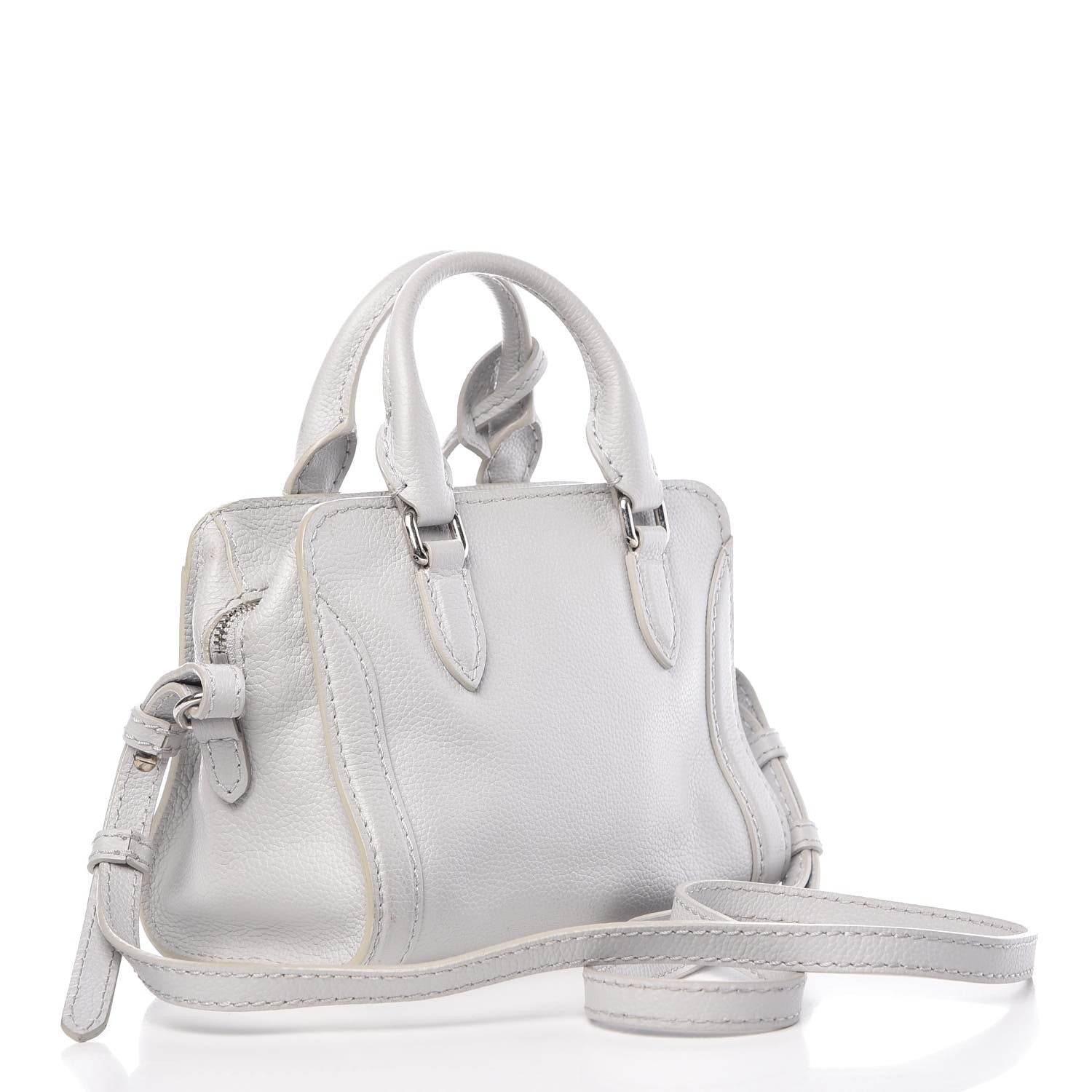Alexander McQueen Pebbled Calfskin Mini Padlock Tote Gray 3 of 9