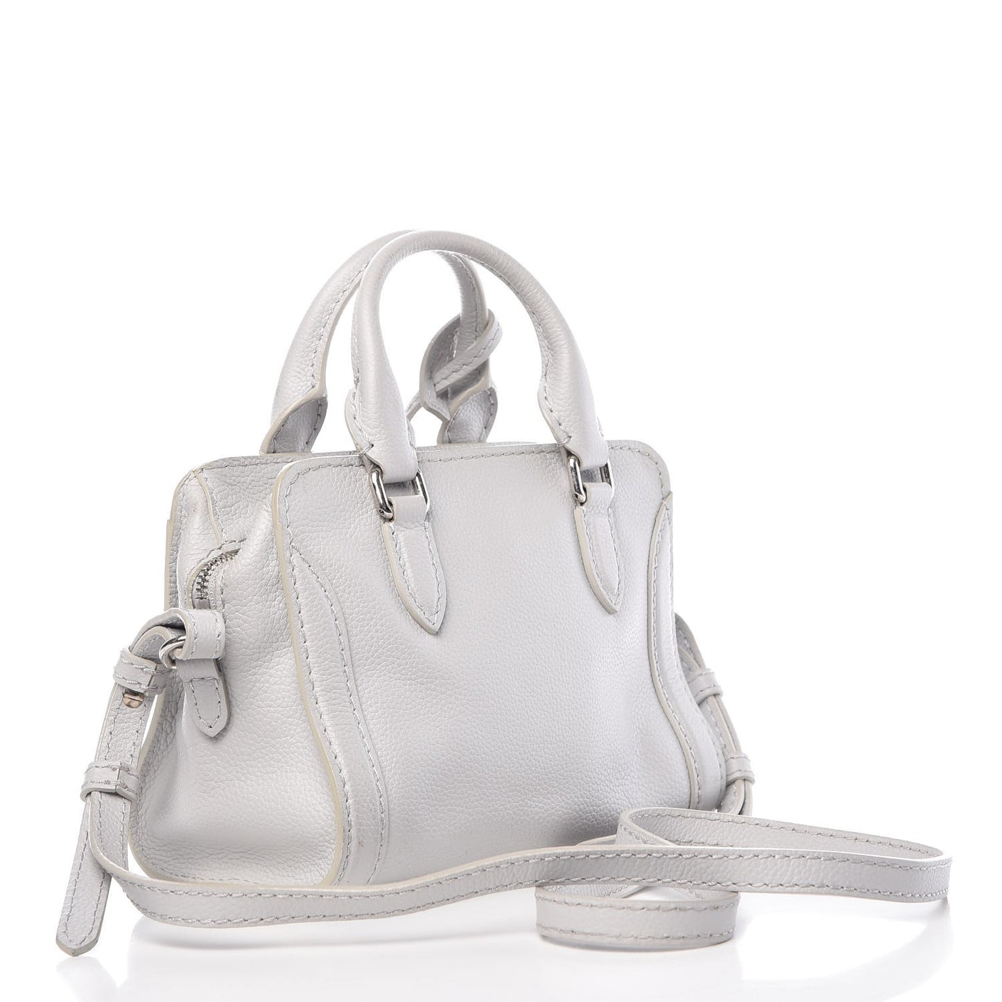 Pebbled Calfskin Mini Padlock Tote Gray
