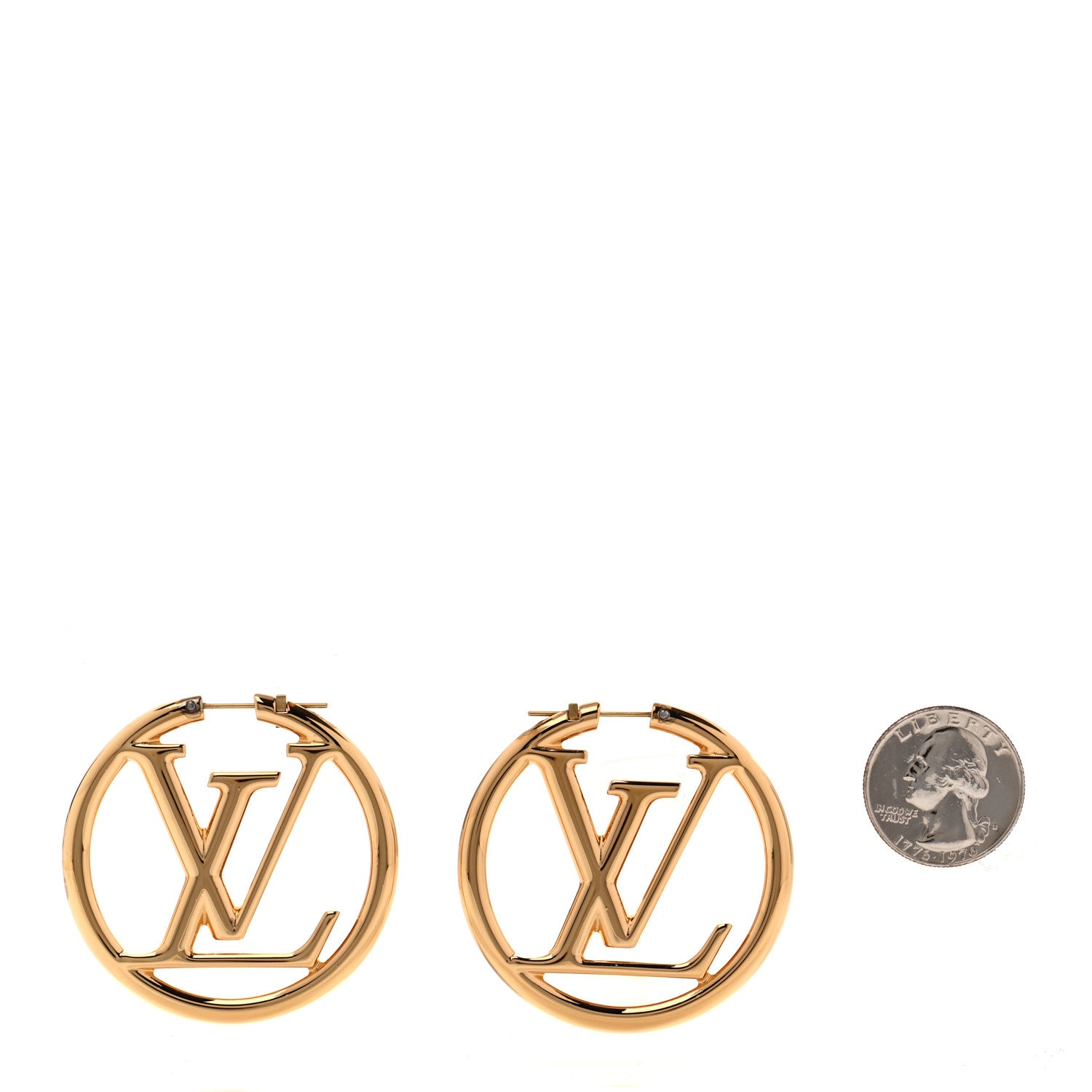 Louis Vuitton Metal Louise Hoop Earrings Gold 2 of 6