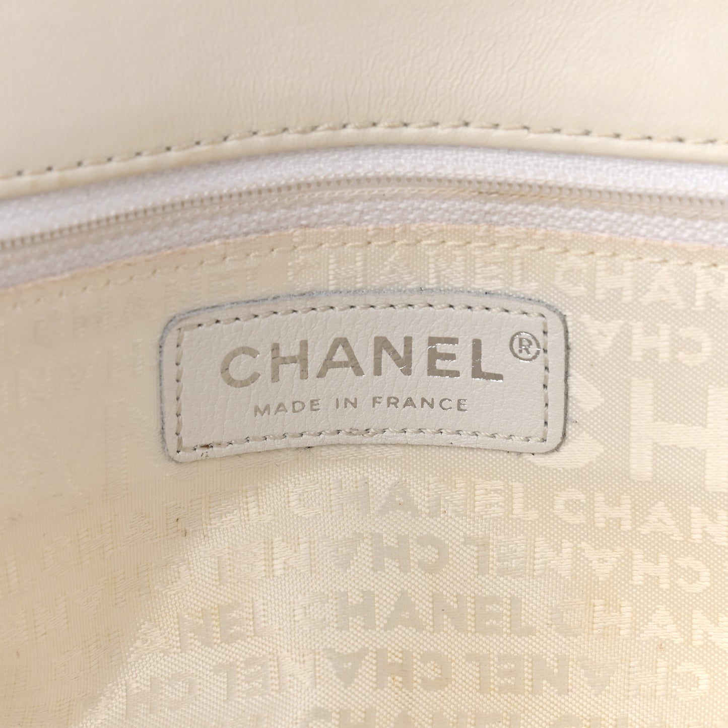 Patent Square Stitched CC Flap Clutch White