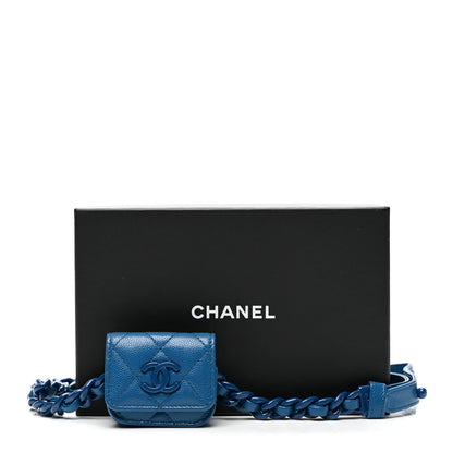Chanel Caviar Quilted Airpods Pro Holder Belt Blue 7 of 7