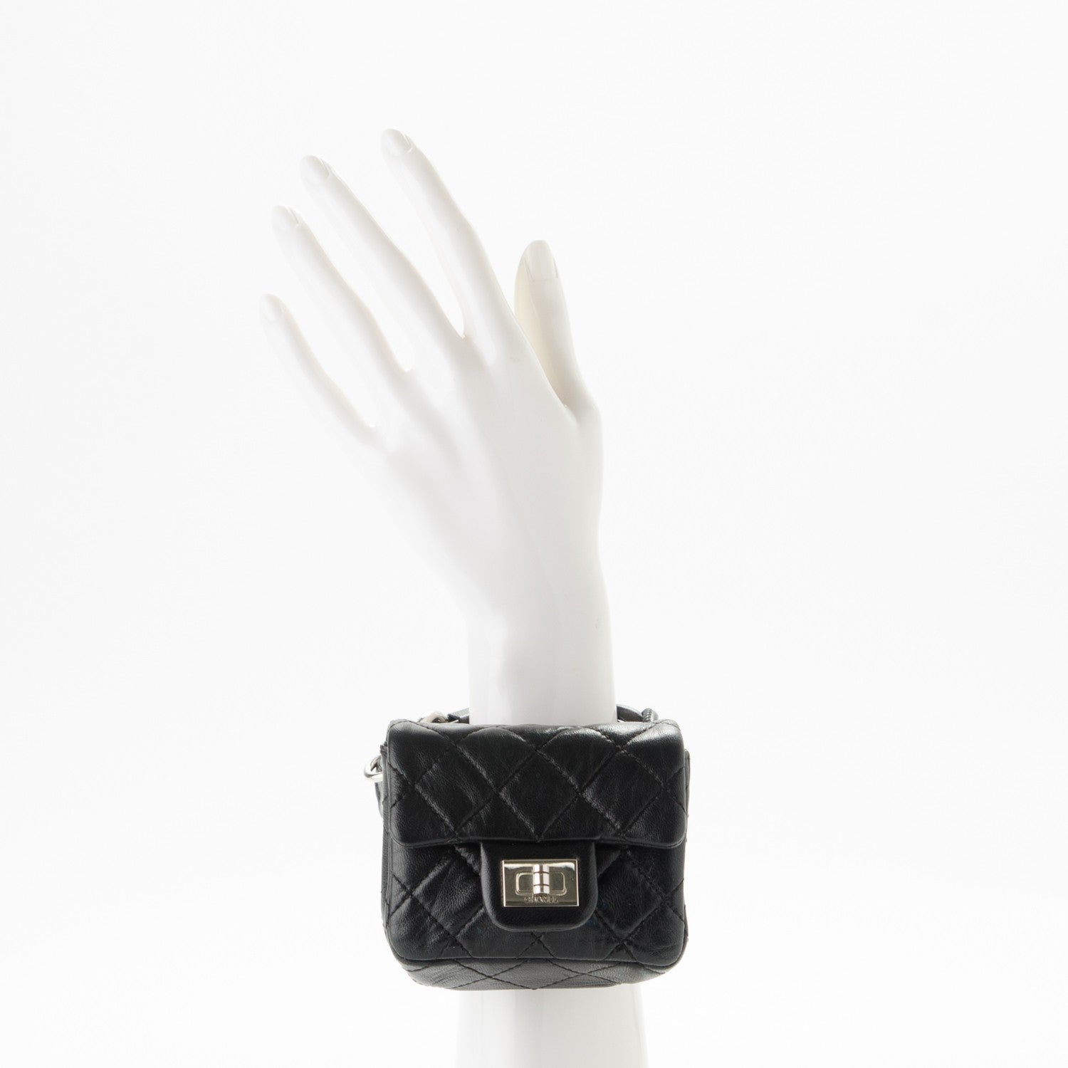 Chanel Calfskin Quilted 2.55 Ankle Wrist Bag Black 3 of 9