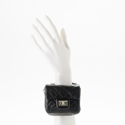 Chanel Calfskin Quilted 2.55 Ankle Wrist Bag Black 3 of 9