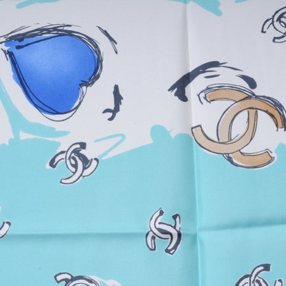 Chanel Silk CC Camellia Clover Heart Scarf 6 of 8