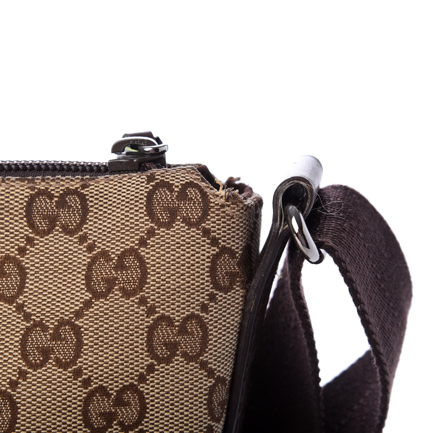 Gucci Monogram Calfskin Perforated Medium Flat Messenger Bag Dark Brown 9 of 11