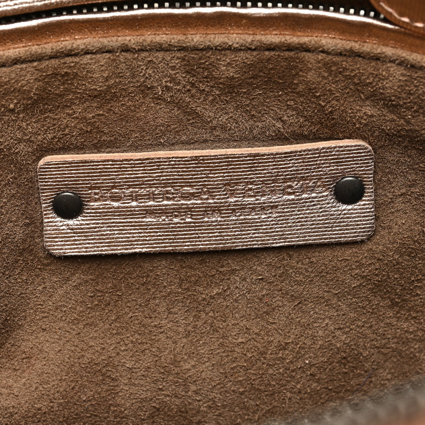 BOTTEGA VENETA Metallic Grosgrain Intrecciato Nodini Crossbody Messenger Copper