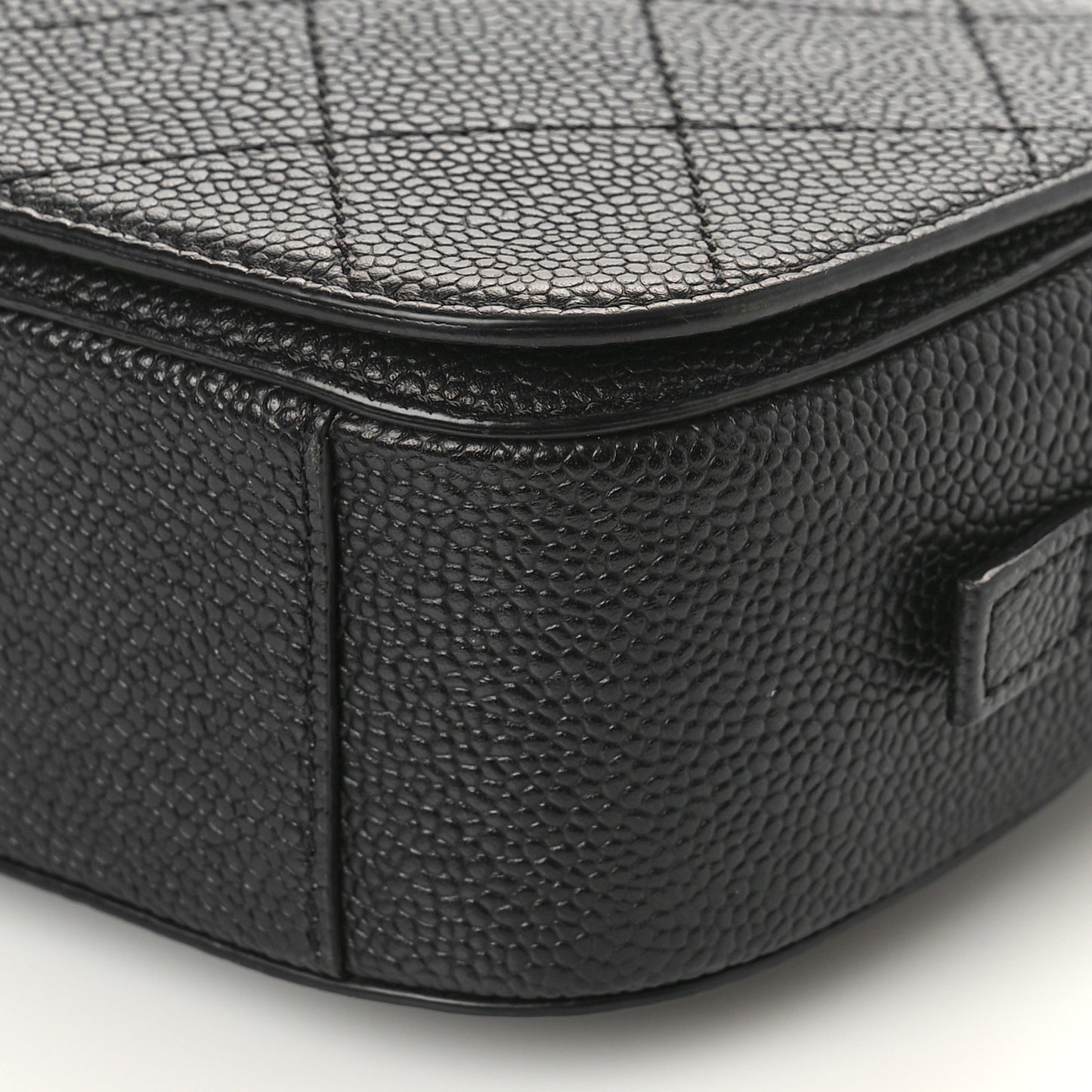 Caviar Stitched Messenger Flap Bag Black