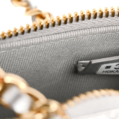 Chanel Metallic Caviar Quilted Barrel Clutch With Chain Silver 7 of 10