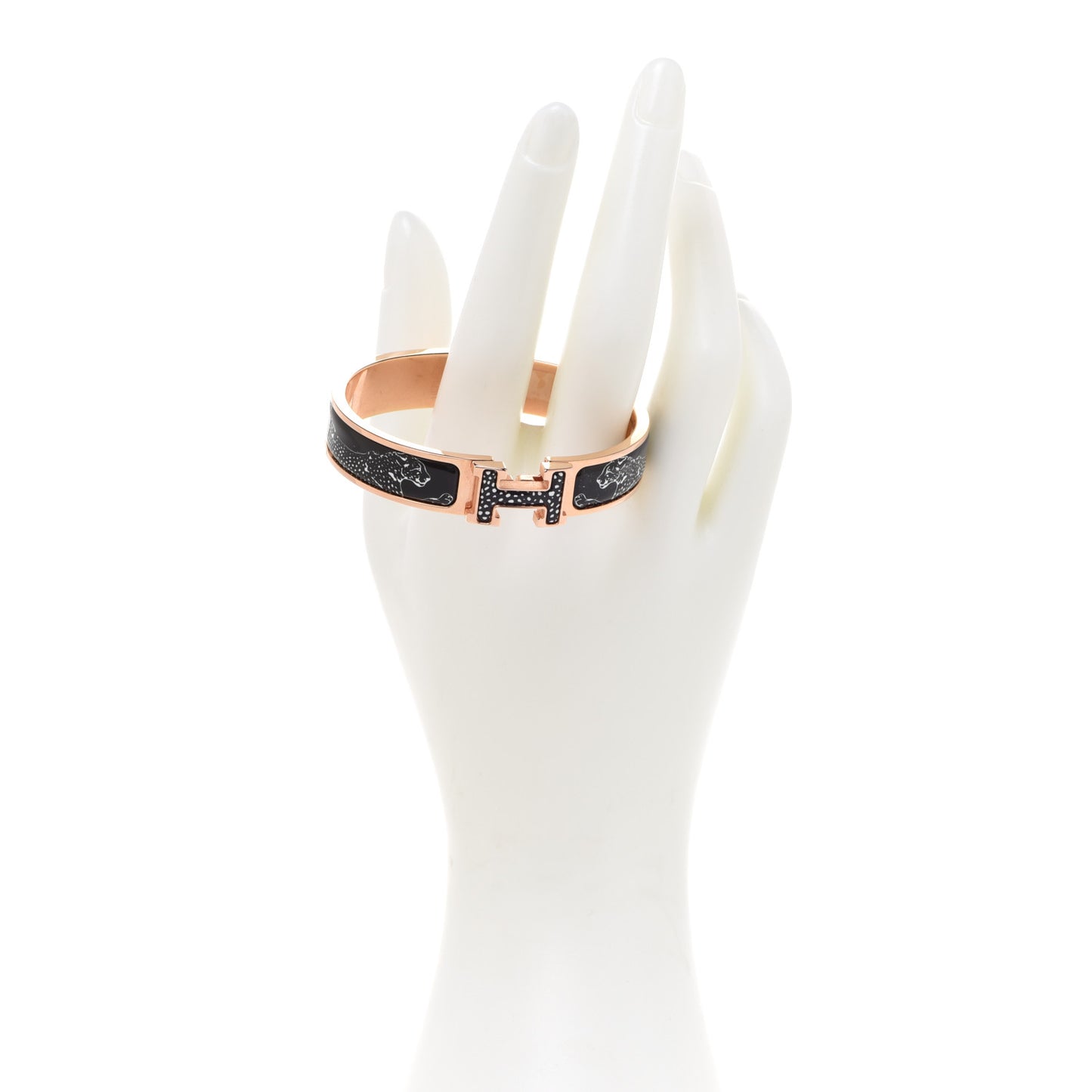 Enamel Narrow Print Guepards Clic Clac H Bracelet PM Positif Negatif