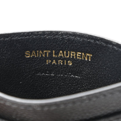 Saint Laurent Grain De Poudre Matelasse Chevron Monogram Credit Card Case Black 6 of 7