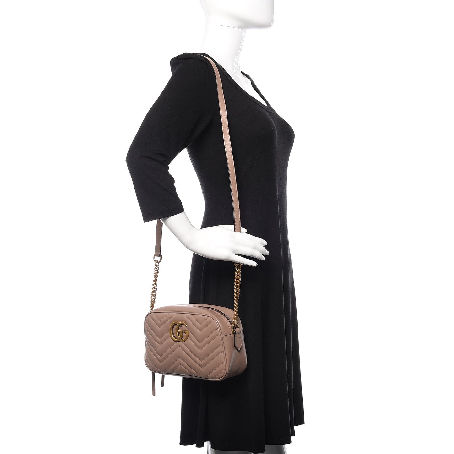 Calfskin Matelasse Small GG Marmont Chain Shoulder Bag Porcelain Rose
