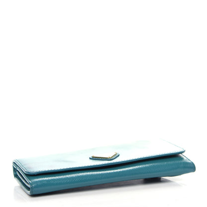 Prada Saffiano Metal Continental Flap Wallet Turchese 4 of 7
