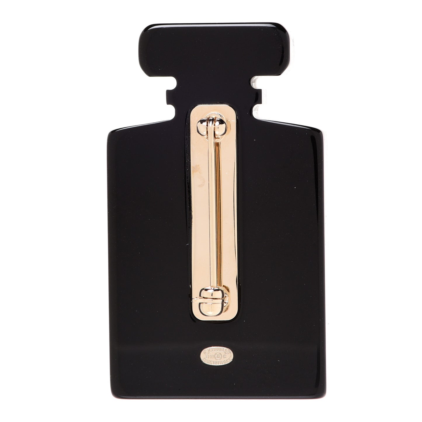 Resin Glitter Pearl Stripe CC Perfume Bottle Brooch Black Multicolor