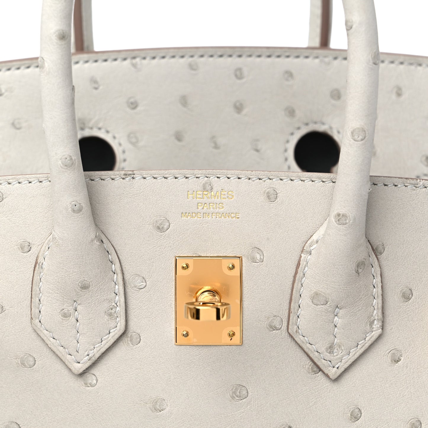 Ostrich Birkin 25 Gris Perle