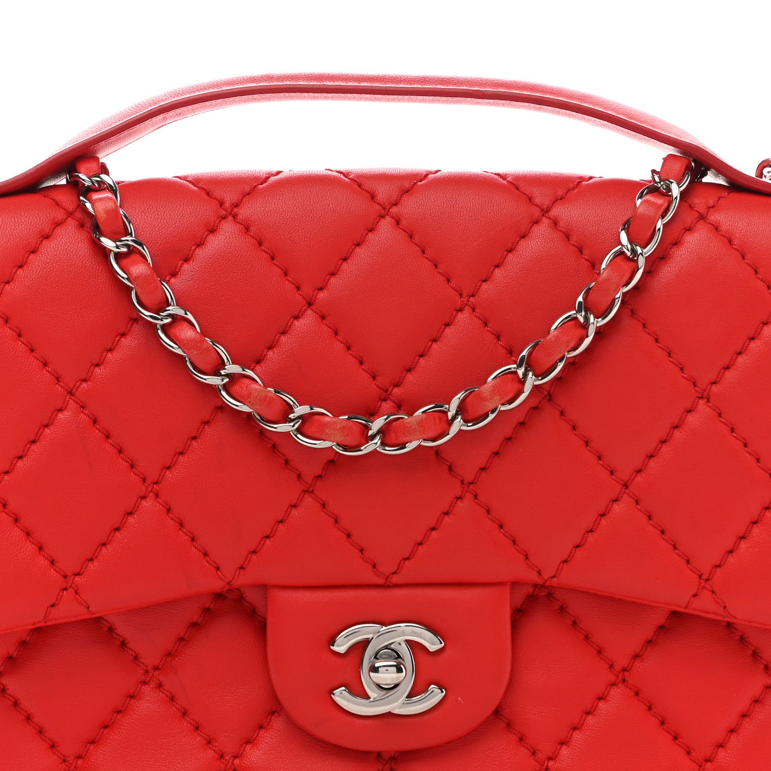 Chanel Lambskin Quilted Medium Easy Carry Flap Red 8 of 21