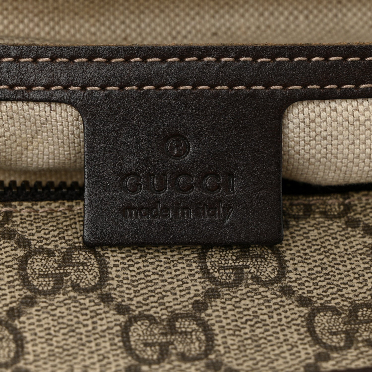 Gucci GG Supreme Monogram Medium Zippered Shopping Tote Dark Brown 6 of 13