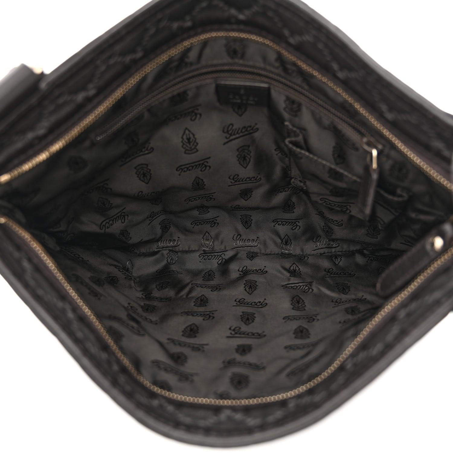 Gucci Guccissima Medium Flat Messenger Bag Dark Brown 5 of 13