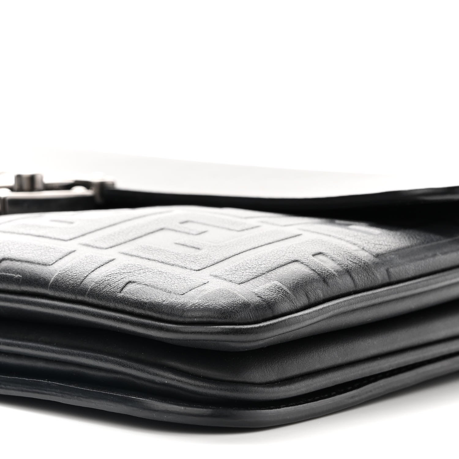 Fendi Vitello Century Grace FF Embossed Top Handle Clutch Black 7 of 10