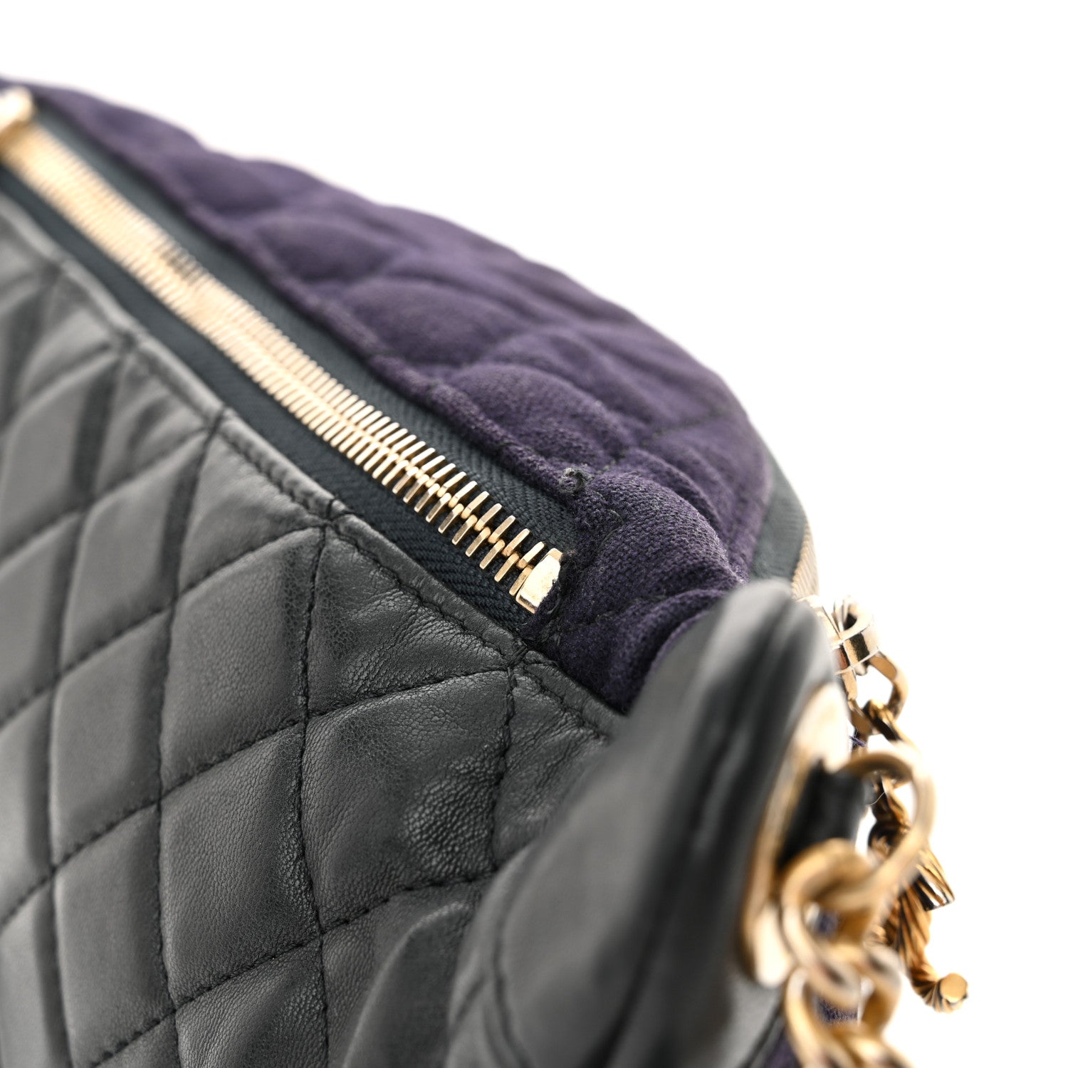 Chanel Wool Lambskin Quilted Paris Hamburg Charms Waist Bag Dark Navy 13 of 14