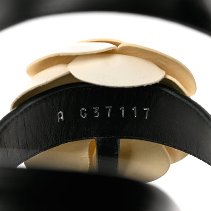 Chanel Lambskin Camellia Thong Sandals 36.5 Black White 6 of 9