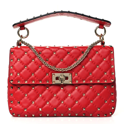 Valentino Garavani Lambskin Medium Rockstud Spike Shoulder Bag Red 1 of 9