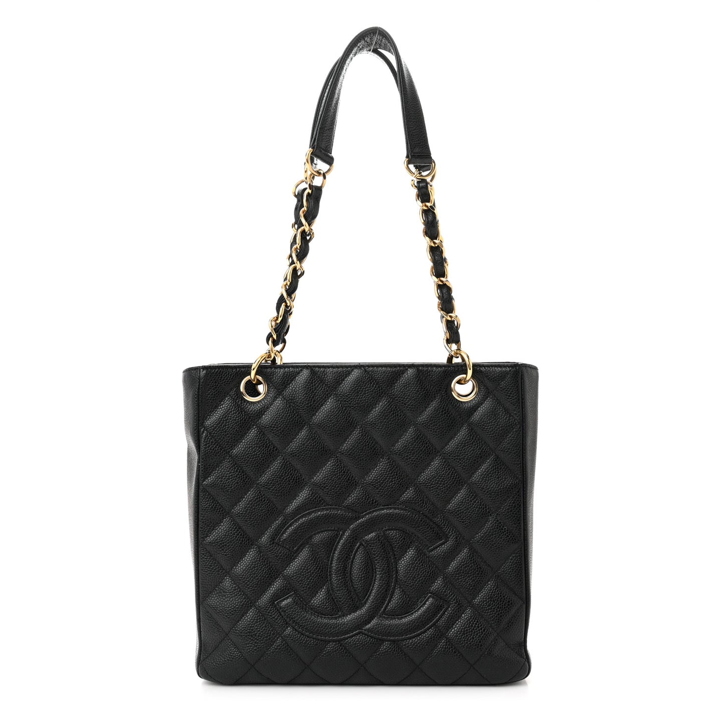Caviar Quilted Petit Shopping Tote PST Black
