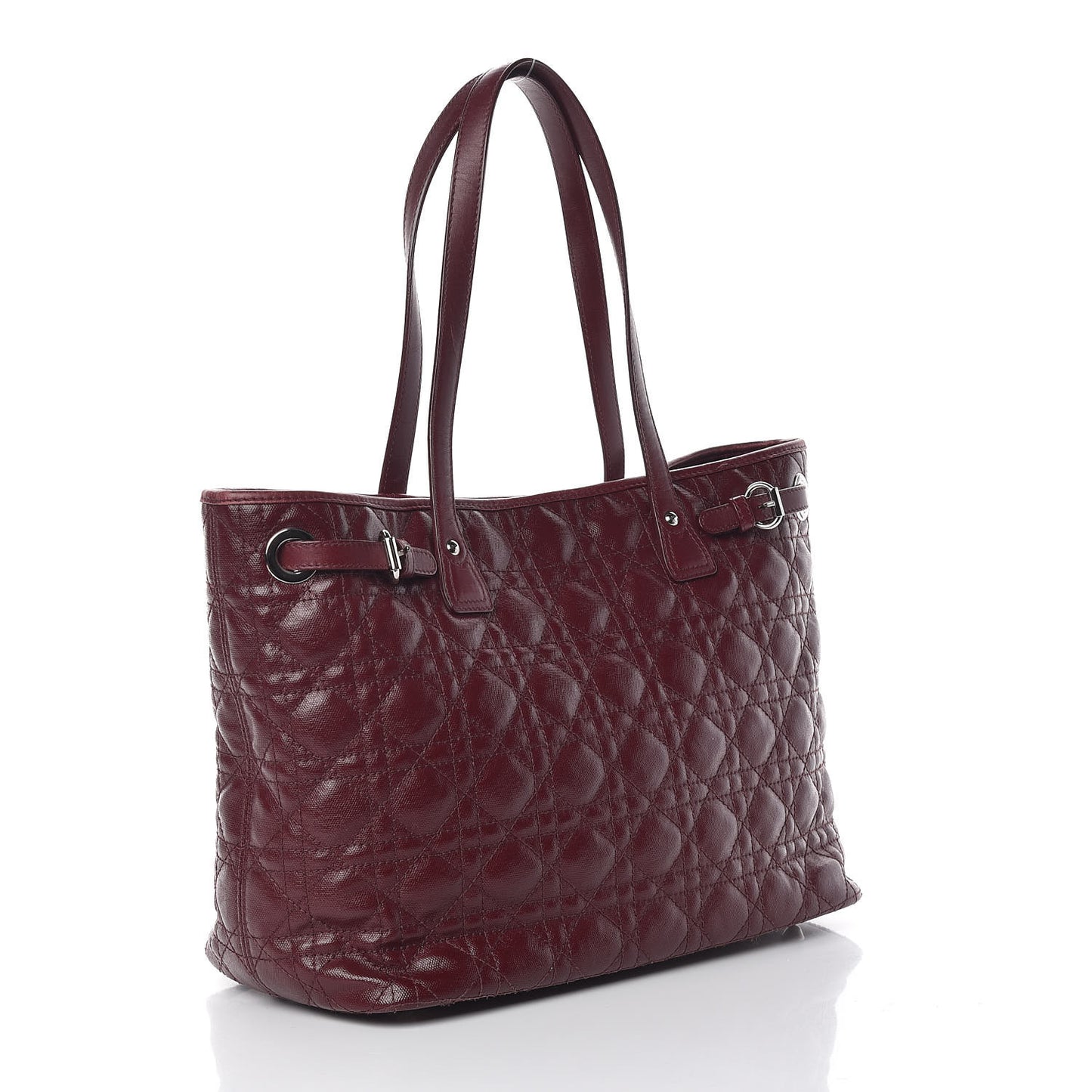 Coated Canvas Cannage Medium Panarea Tote Burgundy