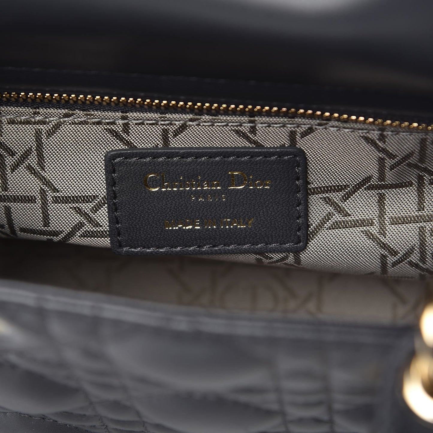 Lambskin Cannage Small Lucky Badges My Lady Dior Dark Grey