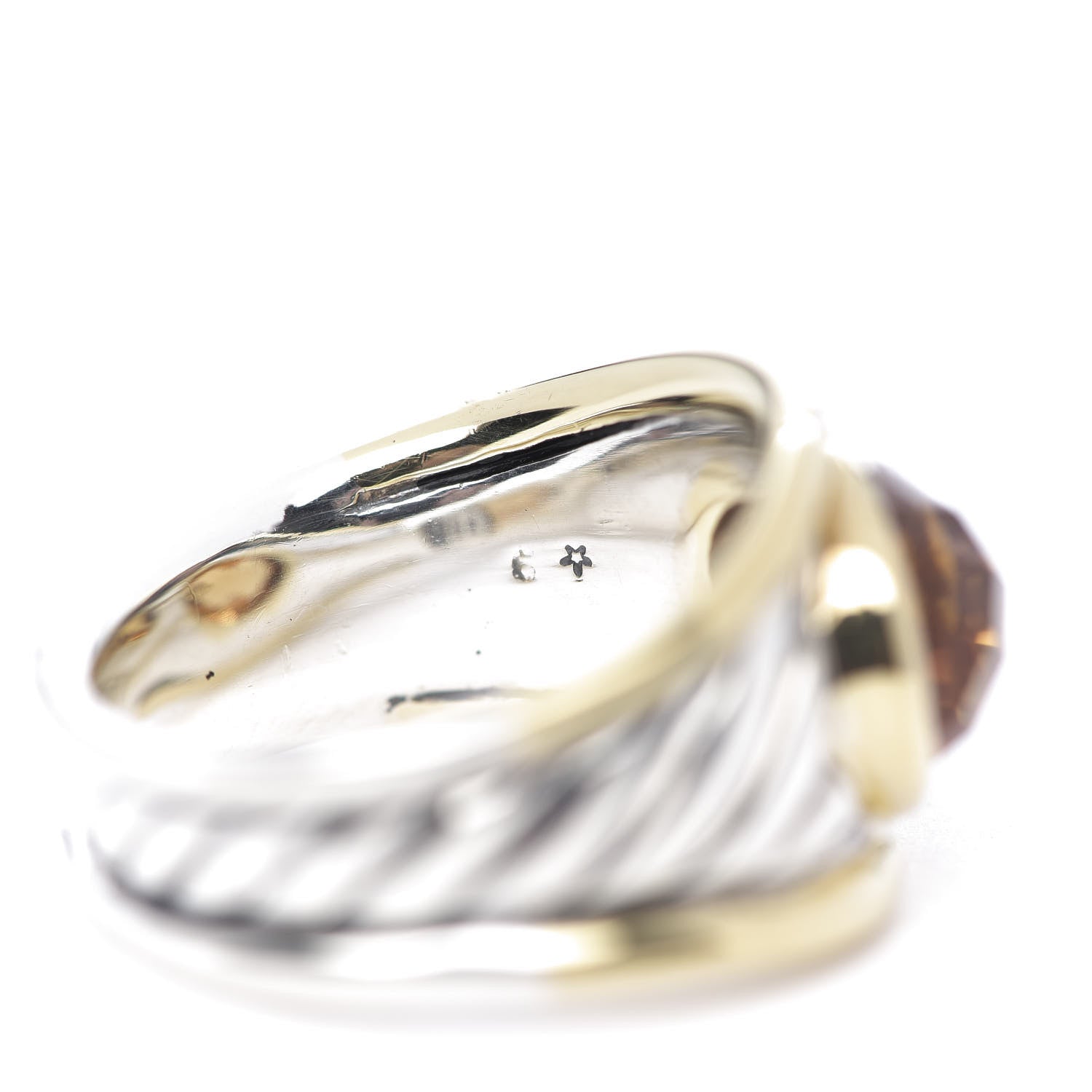 David Yurman Sterling Silver 18K Yellow Gold Citrine Oval Cable Ring 51 5.75 7 of 7