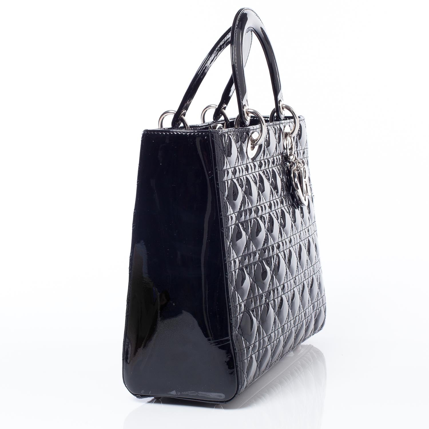 Christian Dior CHRISTIAN DIOR Patent Cannage Large Lady Dior Black 3 of 11