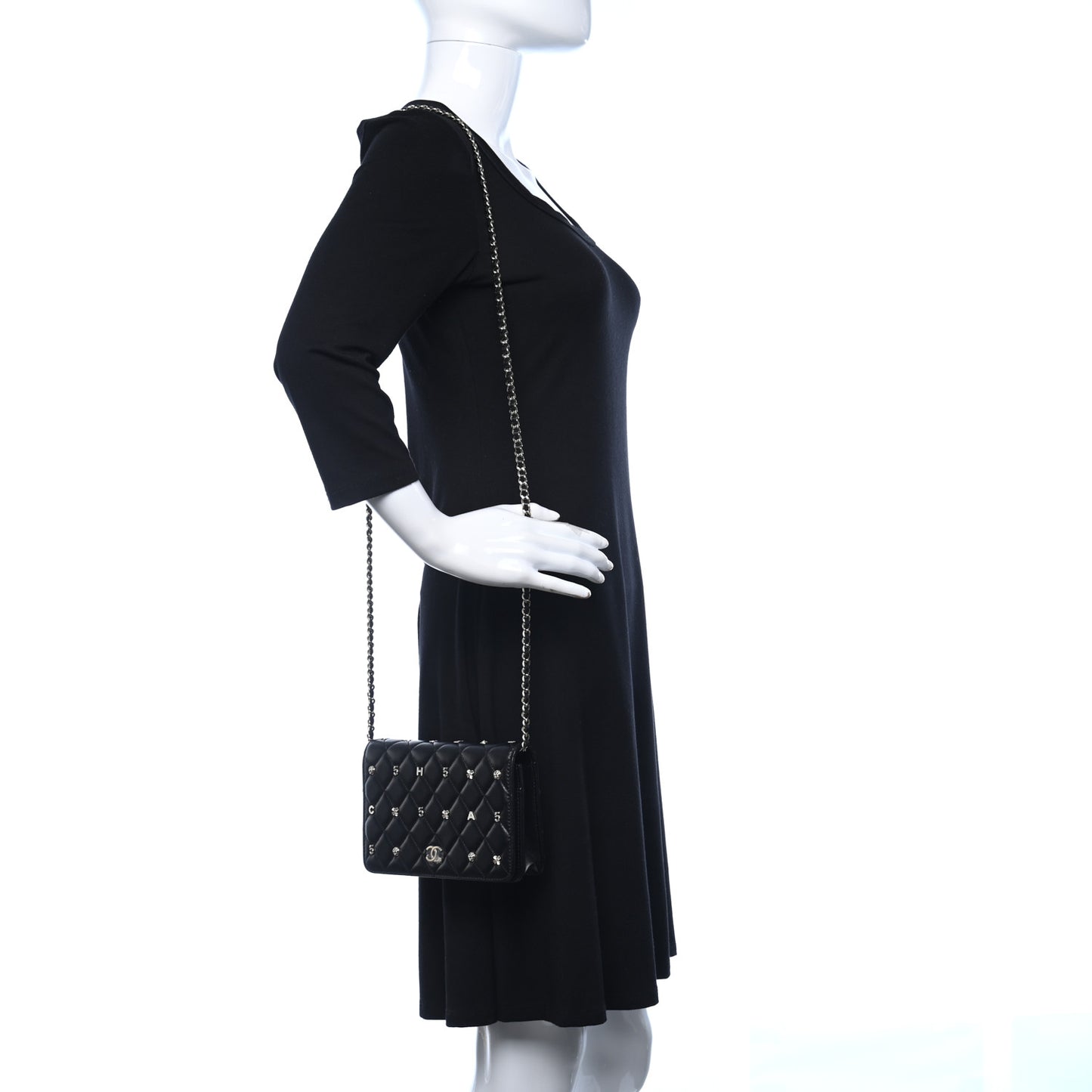 Lambskin Quilted All About Chanel Wallet On Chain WOC Black