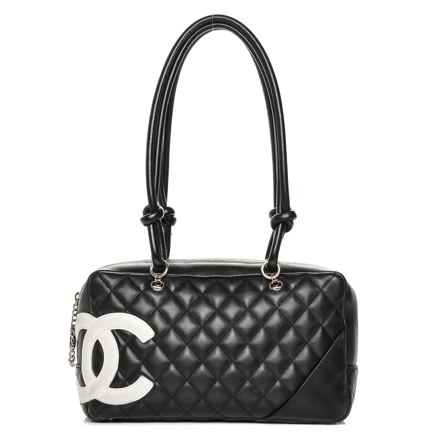 Chanel Calfskin Quilted Large Cambon Bowler Black White 1 of 7