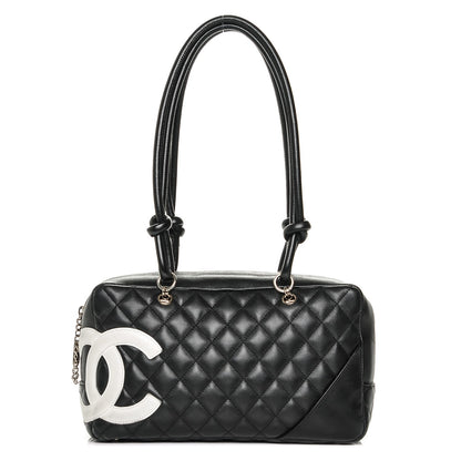 Chanel Calfskin Quilted Large Cambon Bowler Black White 1 of 7