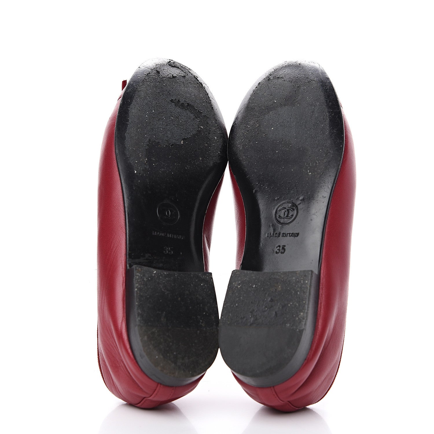 Chanel Goatskin Cap Toe CC Ballerina Flats 35 Red 5 of 12
