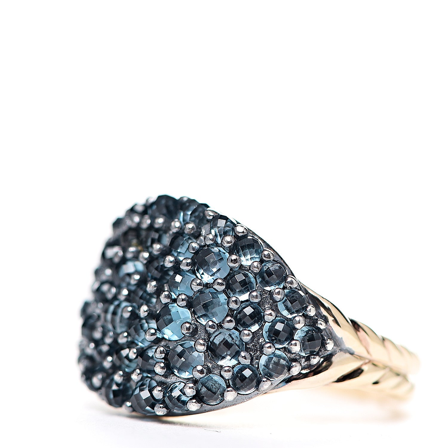 David Yurman Sterling Silver 18K Yellow Gold Blue Topaz Berries Pinky Ring 51 5.75 2 of 5