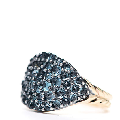David Yurman Sterling Silver 18K Yellow Gold Blue Topaz Berries Pinky Ring 51 5.75 2 of 5