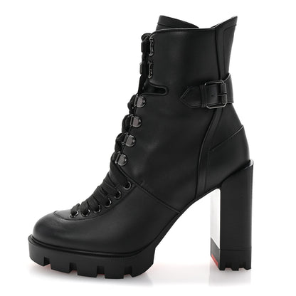 Christian Louboutin Calfskin Macademia 100 Combat Boots 37.5 Black 1 of 9